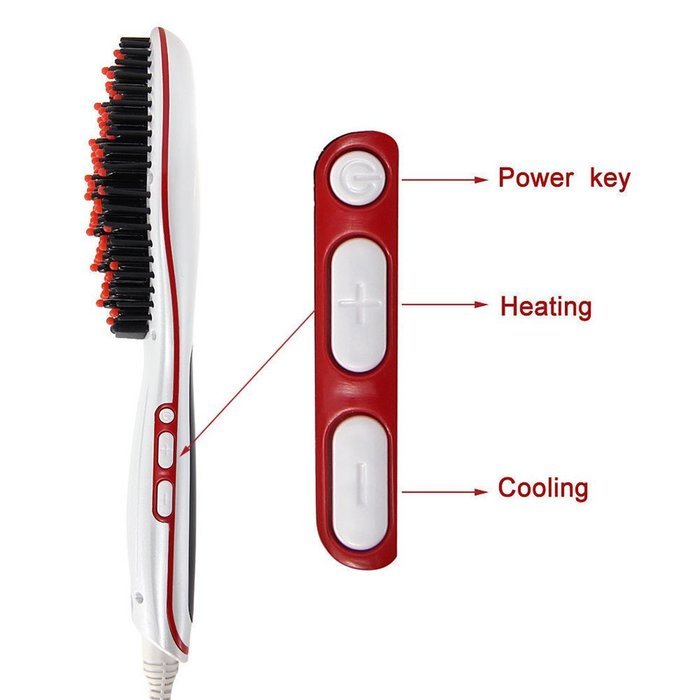 ShungHO Hair Straightener Comb Pro Automatic LCD Temperature Control Paddle Brush N4