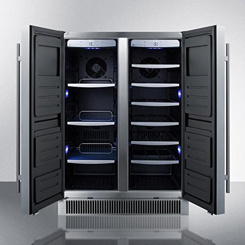 CL63FDOS Dual zone outdoor wine/beverage center for built-in or freestanding use, with French door swing, stainless... N5