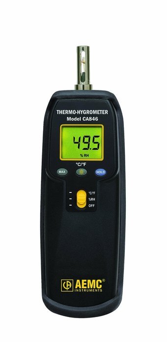 AEMC CA846 Thermo-Hygrometer with Max/Hold Functions, -4 to 140 Degrees F Temperature Range, 0 to 100%RH Humidity...