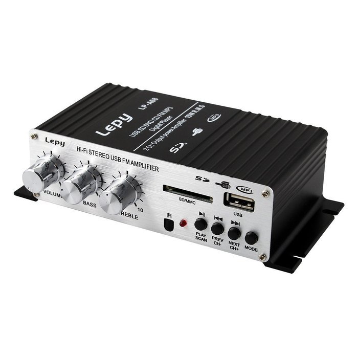 Baloray Lepy LP-A68 Digital 2 X 15w Amplifier with Remote/USB/MP3/SD/FM Power Supply for car home N2