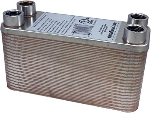 B3-12A 40 Plate Stainless Steel Heat Exchanger with 1/2" Hose Barb Ports Copper Brazed N10