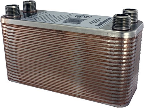 B3-12A 40 Plate Stainless Steel Heat Exchanger with 1/2" Hose Barb Ports Copper Brazed N11