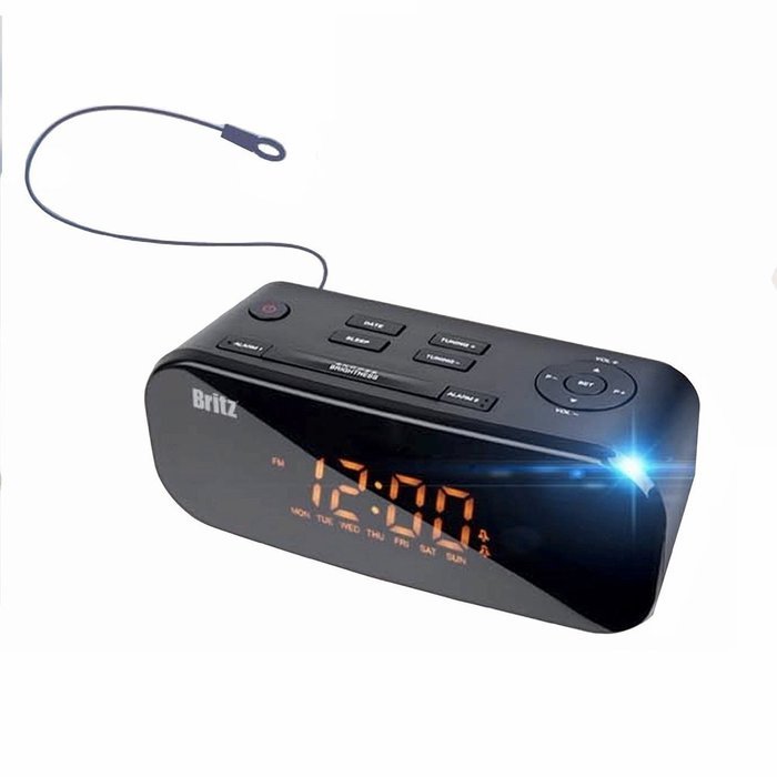 Britz BZ-M107 8&Omega; 1W Black Digital FM Radio & Clock With Dual Alarm Free Voltage 100~240V N9