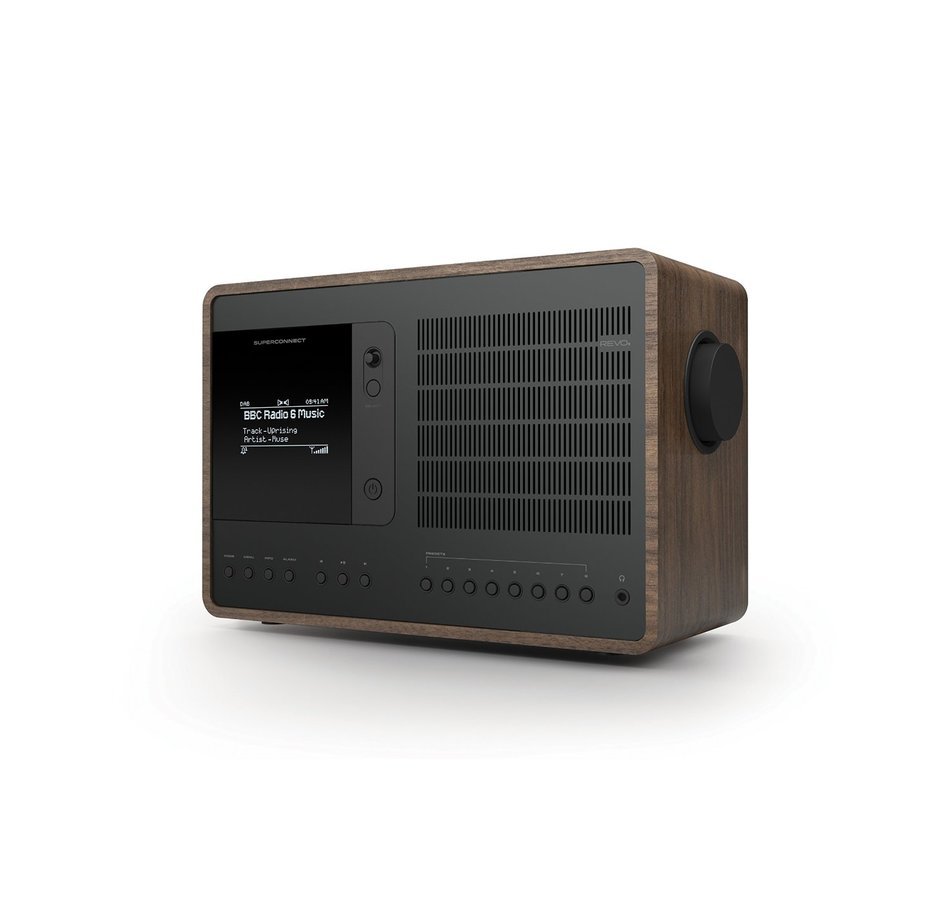 Revo SuperConnect Multi Format Deluxe Table Radio - Walnut/Black N2