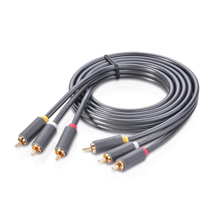 Ugreen 3RCA Male to 3RCA Male Stereo Audio Video Cable RG59 Gold Plated for Connecting Your VCR, DVD, HD-TV, and... N10