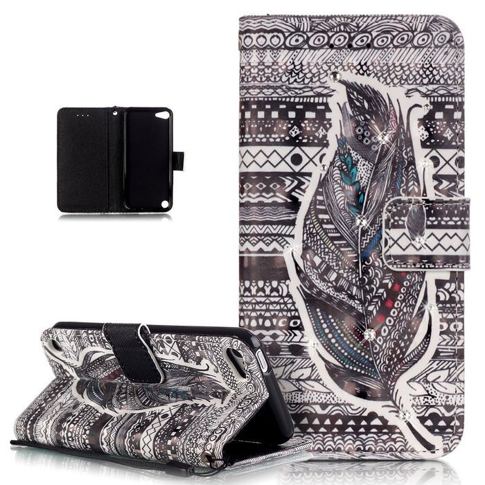 iPod Touch 6 Case,iPod Touch 5 Case,ikasus Shiny Glitter Diamond Colorful Art Painted PU Leather Flip Wallet Pouch... N9