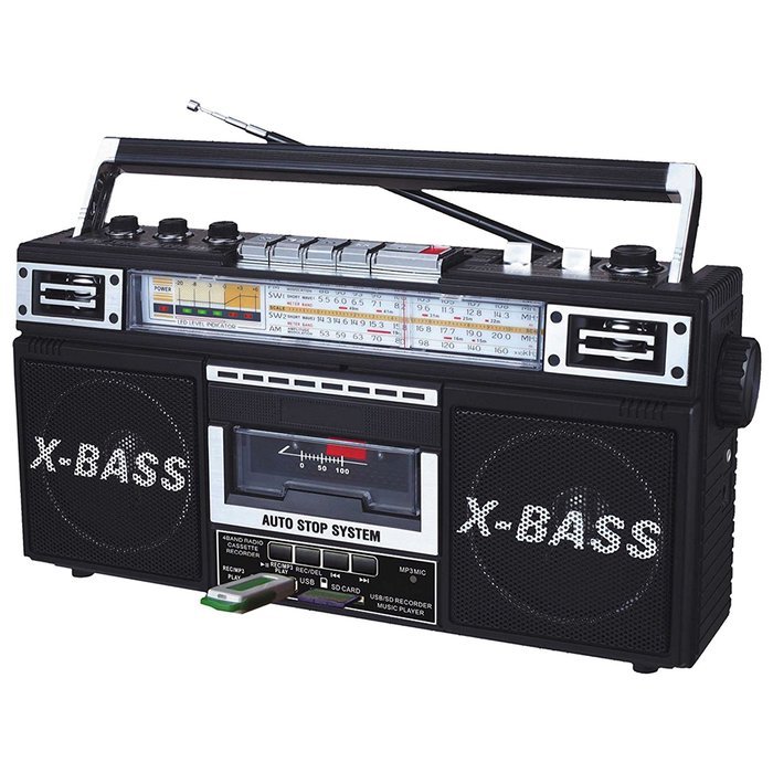 QFX AM/FM/SW1-SW2 4 Band Radio and Cassette to MP3 Converter, and Recorder with USB/SD/MP3 Player N2