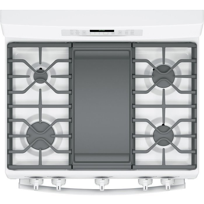 GE JGB860DEJWW 30" White Gas Sealed Burner Double Oven Range - Convection N4