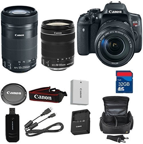 Canon T6i Digital SLR EF-S 18-135mm IS STM + Canon EF-S 55-250mm f/4-5.6 IS STM Lens + High Speed 32GB Memory...