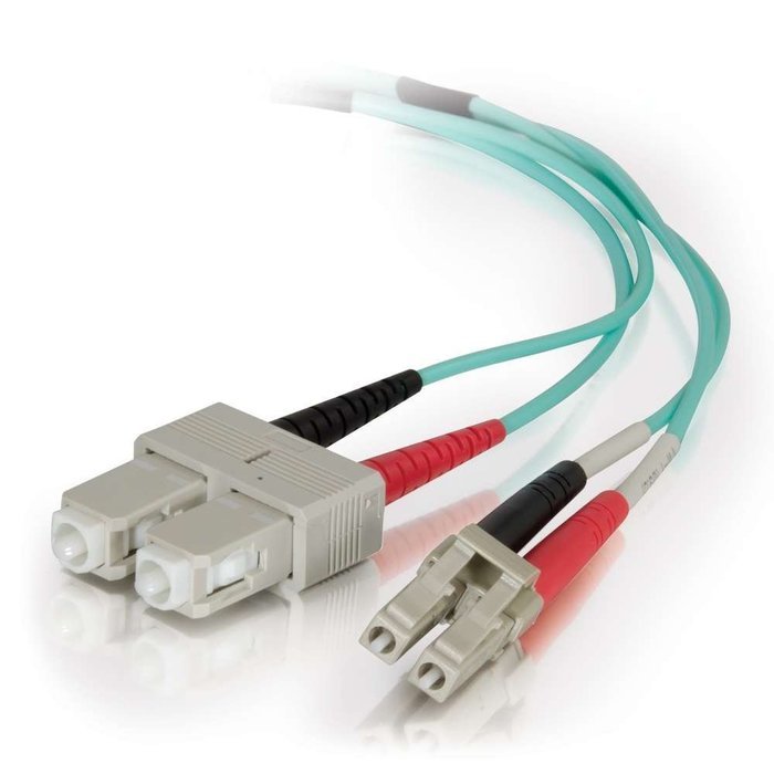 C2G / Cables To Go 01009 LC-SC 50/125 OM4 Duplex Multimode PVC Fiber Optic Cable - Aqua (2 Meter) N6