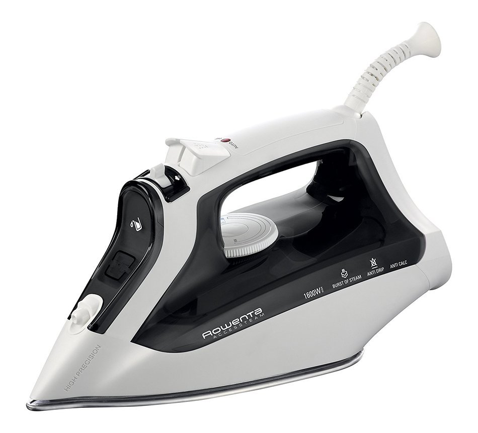 Rowenta DW2171 Access Steam 1600W 300 Hole Steam Iron of Auto Steam Thermostat Stainless Steel Soleplate, Black N2