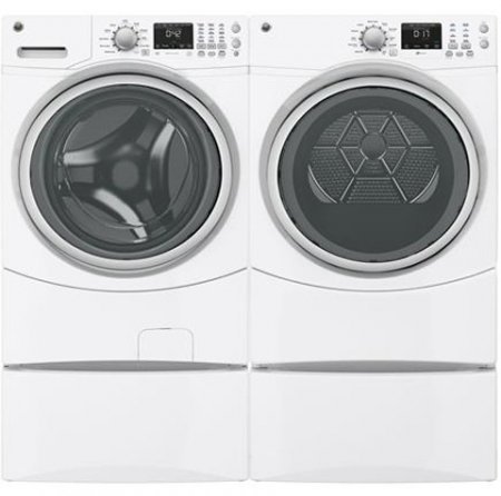 GE White Front Load Laundry Pair with GFWN1600JWW 27