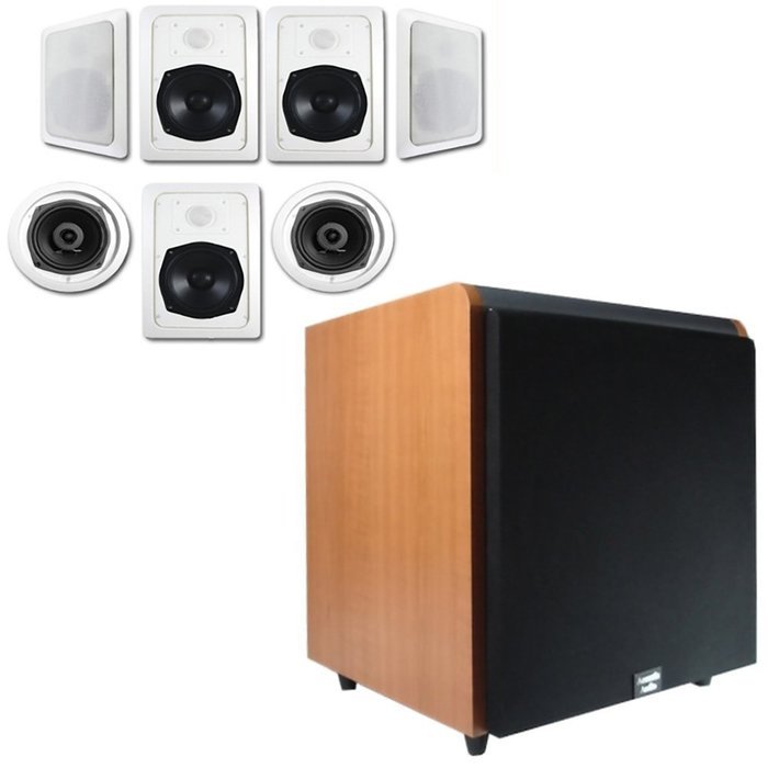 Acoustic Audio HT-57 In-Wall/Ceiling 7.1 Home Theater Speakers and 15" Powered Sub HT-57-HD15C