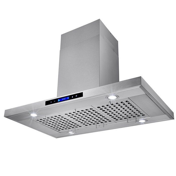 AKDY 36" Stainless Steel Made Island Mount Powerful LED Display Touch Screen Control Cooking Fan Kitchen Range... N2