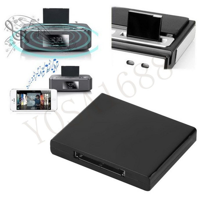 YOSA New Wireless Bluetooth A2DP Music Receiver Audio Adapter for cellphone 30Pin Dock Speaker (BLACK) N4