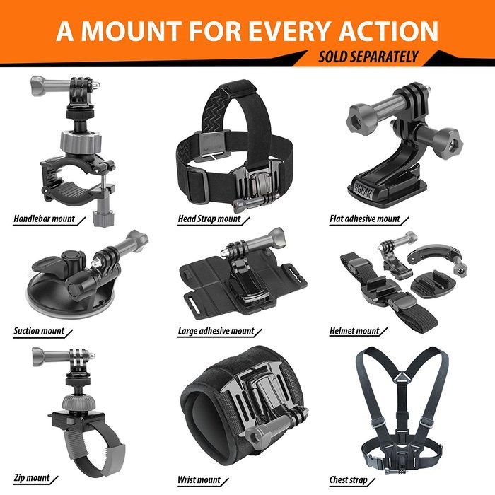 USA Gear Armband Action Camera Filming Solution with 2-point Neoprene Strap and J Hook and Tripod Screw Mount... N5