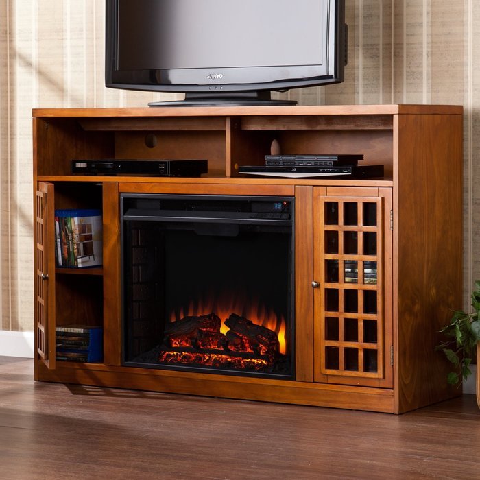 50" Electric Fireplace with Cabinet , TV Media Stand Console - Pine N6