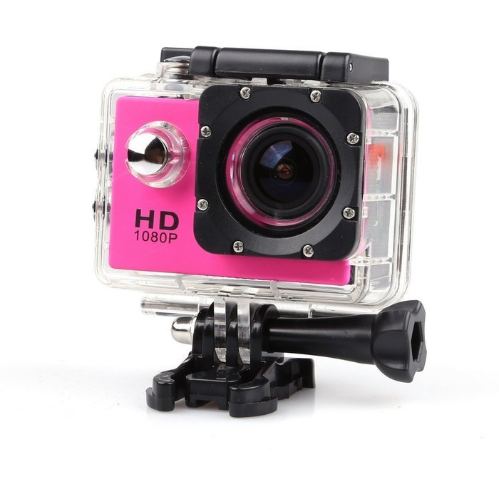 A9 1080P HD Sports Action Camera - 2'' LTPS LCD + Full HD 1080P + 30M Waterproof + 110&deg; Wide Angle Lens (Pink) N3