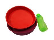 2 Piece Silicone Round Cake Pan Colour Red Wine or Red + Free Tupperware Eco Bottle 500ml