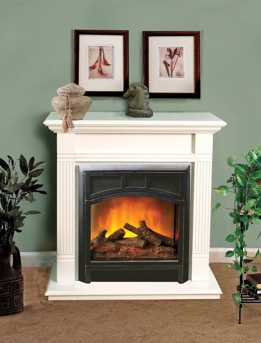 Comfort Flame W21TP Wall Fireplace Mantel, Traditional Design, 21-Inch, White