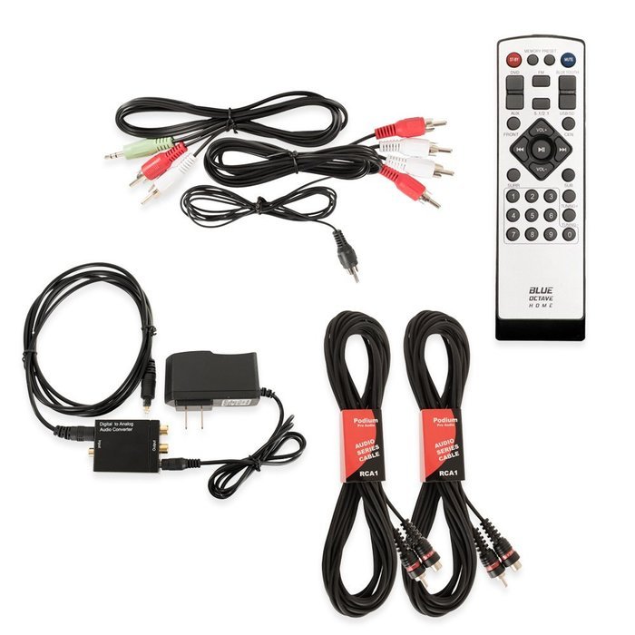 Blue Octave B52 Home Theater 5.1 Bluetooth Speaker System with Optical Input and 2 Extension Cables N2