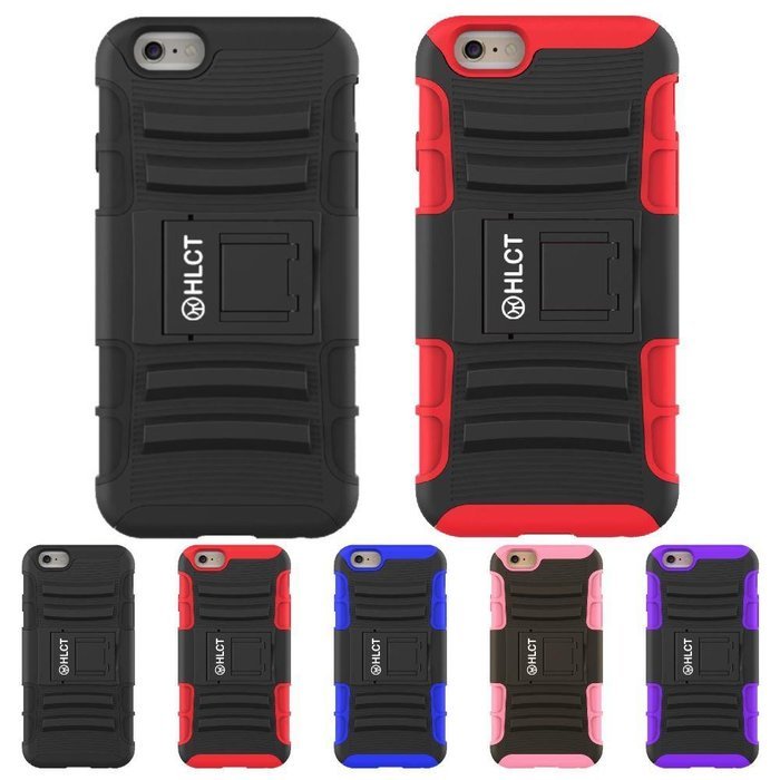 2 iPhone 6S/6 Plus Case, HLCT TWIN PACK Rugged Shock Proof Dual-Layer Case with Built-In Kickstand for iPhone... N5
