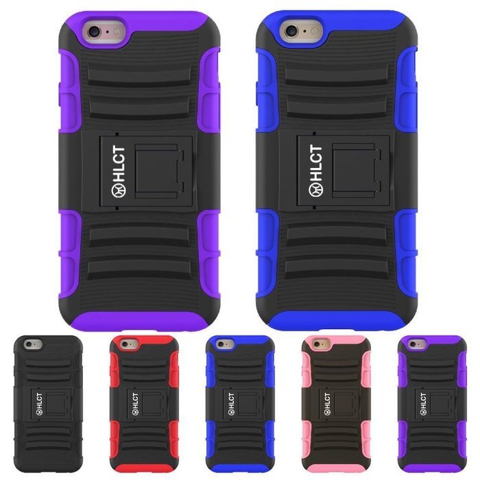 2 iPhone 6S/6 Plus Case, HLCT TWIN PACK Rugged Shock Proof Dual-Layer Case with Built-In Kickstand for iPhone... N10