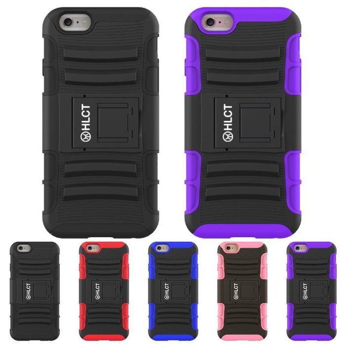 2 iPhone 6S/6 Plus Case, HLCT TWIN PACK Rugged Shock Proof Dual-Layer Case with Built-In Kickstand for iPhone... N14