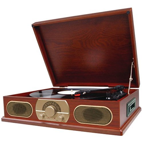 New STUDEBAKER SB6052 Wooden Turntable with AM/FM Radio & Cassette Player