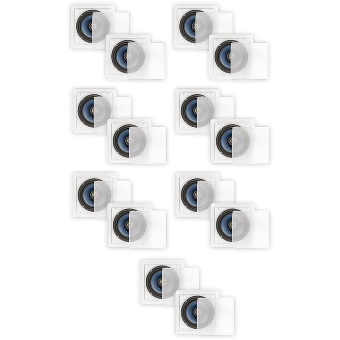 Blue Octave LS62 In Wall or In Ceiling 6.5" Speakers Home Theater 2-Way Square 7 Pair Pack