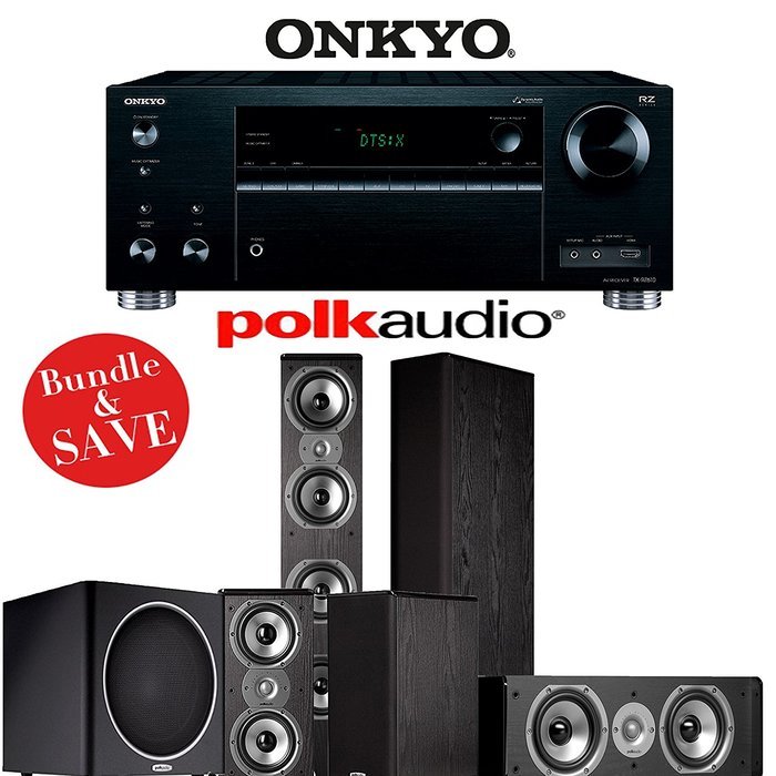 Onkyo TX-RZ610 7.2-Channel Network A/V Receiver + Polk Audio TSi 500 + Polk Audio TSi 200 + Polk Audio CS10 +...