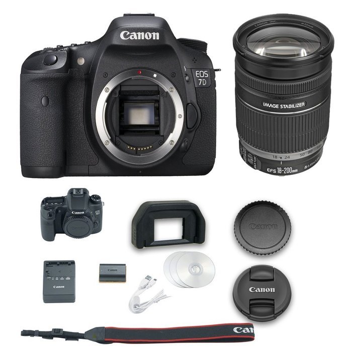 Canon 7D DSLR Camera + Canon EF-S 18-200mm f/3.5-5.6 IS Lens + All Original Accessories Included - International...
