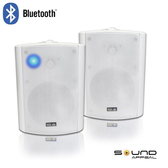 Bluetooth 5.25" Indoor/Outdoor Weatherproof Patio Speakers (White- pair)-by Sound Appeal N5