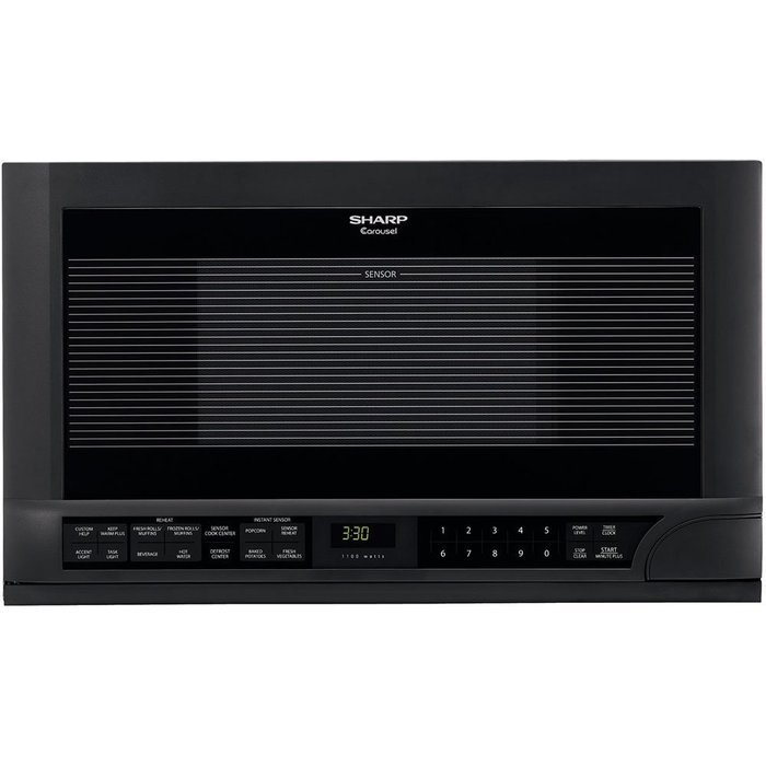 Sharp R-1210 1-1/2-Cubic-Foot 1100-Watt Over-the-Counter Microwave, Black