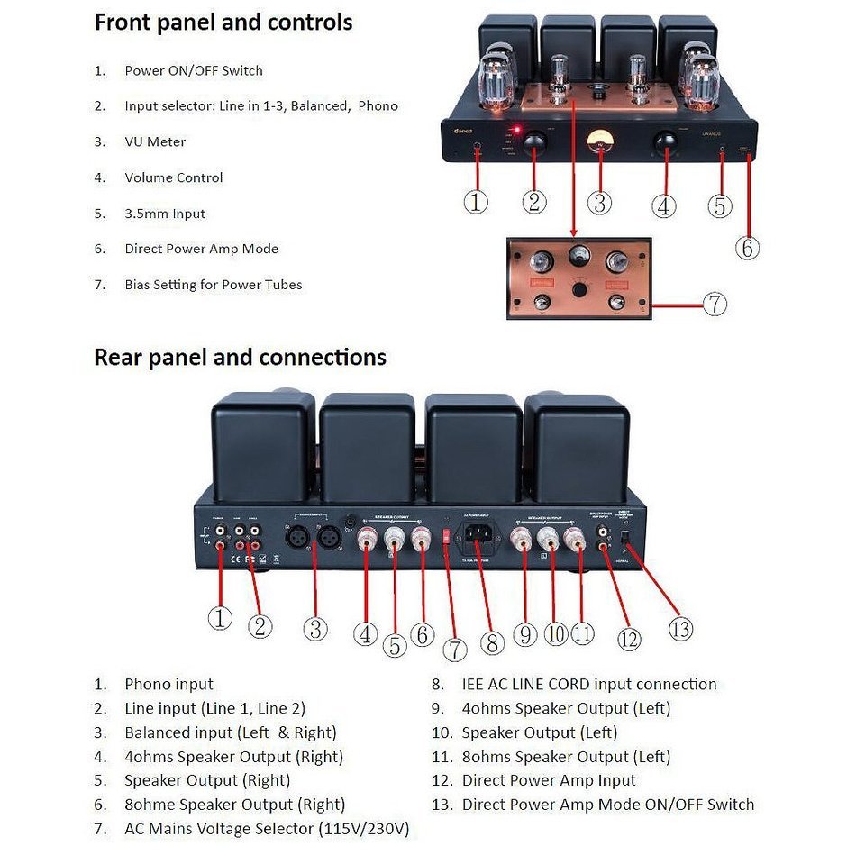 Original Dared URANUS HIFI Vacumn Tube KT88 Amplifier Hi-end Integrated with Remote Control support Direct Power... N9