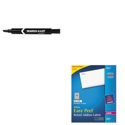KITAVE08888AVE5267 - Value Kit - Avery Easy Peel Laser Address Labels (AVE5267) and Marks-a-lot Permanent Marker...