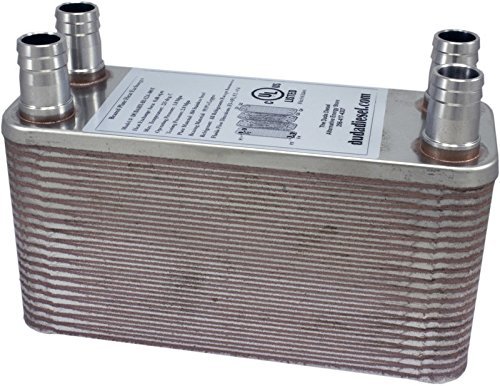 B3-12A 40 Plate Stainless Steel Heat Exchanger with 1/2" Hose Barb Ports Copper Brazed N14