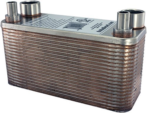 B3-12A 40 Plate Stainless Steel Heat Exchanger with 1/2" Hose Barb Ports Copper Brazed N15