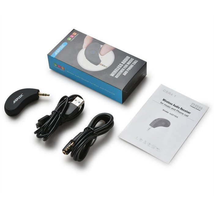 AGPtek Mini Bluetooth Receiver Portable Car Kit CSR 4.1 A2DP Wireless Adapter Music receiver N34