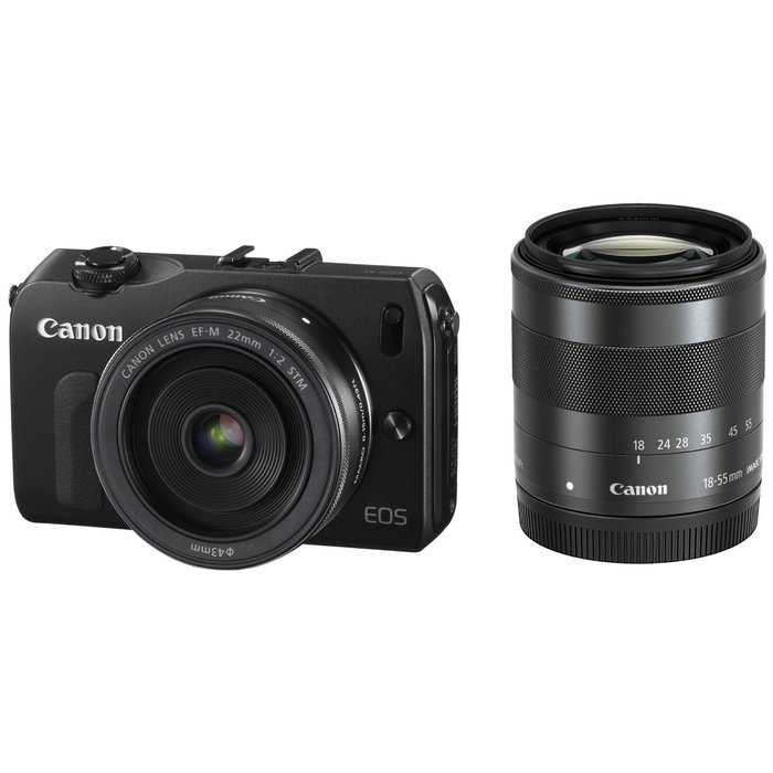 Canon Mirrorless interchangeable-lens camera EOS M double lens kit (Black) EOSMBK-WLK with EF-M 18-55mm F3.5-5.6... N4