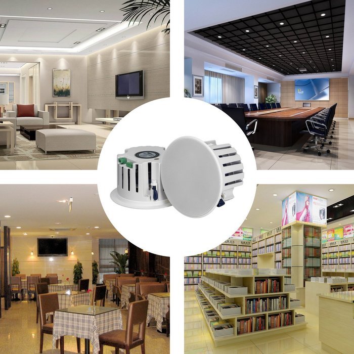 BeneGlow One Pair 6.5'' HiFi Surround Sound Wireless Bluetooth V4.0 Ceiling Speaker System with Built-in Amplifier... N6