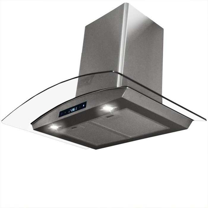 30" Stainless Steel Kitchen Powerful Wall Mount Range Hood Vent Touch Panel Control with Digital Clock N6