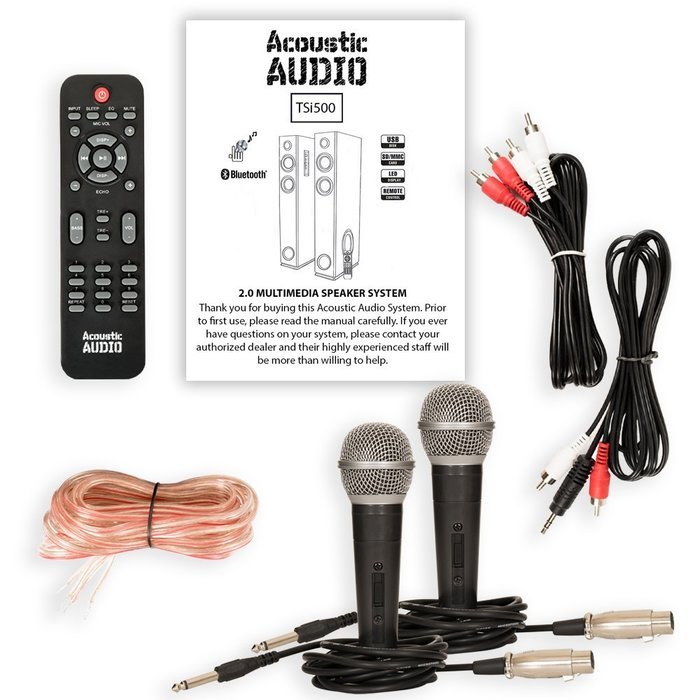 Acoustic Audio TSi500 Bluetooth Powered Floorstanding Tower Multimedia Speakers with Mics TSi500M2 N2