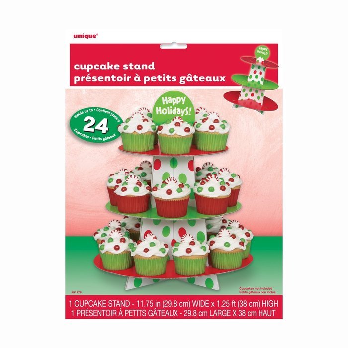 Red and Green Polka Dot Holiday Cupcake Kit for 24 N24