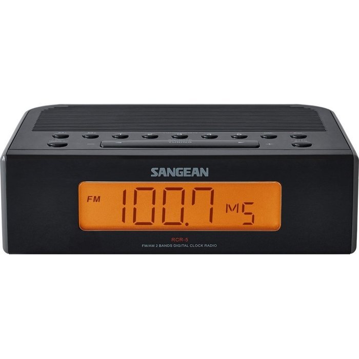 Sangean RCR-5 Desktop Clock Radio - 0.6 W RMS - 2 x Alarm - FM, AM - RCR-5BK