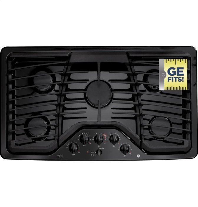 GE PGP976DETBB Profile 36" Black Gas Sealed Burner Cooktop N2