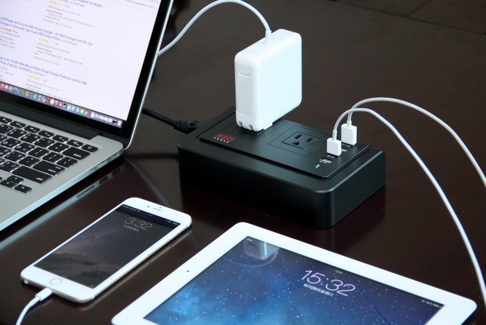 EZOPower 4200-Joule Surge Protector USB Charging Station / Power Strip with 2 AC Outlets & 4 Smart USB Charger... N7