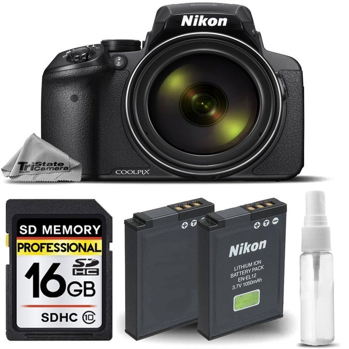 Nikon COOLPIX P900 Digital Camera 83x Optical Zoom Built-In Wi-Fi, NFC and GPS + 16GB SDHC CLASS 10 Memory Card... N2
