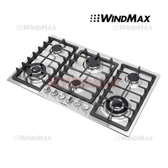 Ships From CA, USA WindMax&reg; 34" Stainless Steel 6 Burner Built In Stoves NG LPG Gas Cooktops Cooker N2
