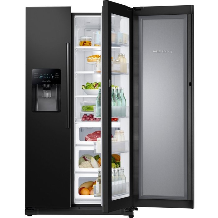 Samsung RH25H5611BC 24.7 Cu. Ft. Black Side-By-Side Refrigerator - Energy Star N2